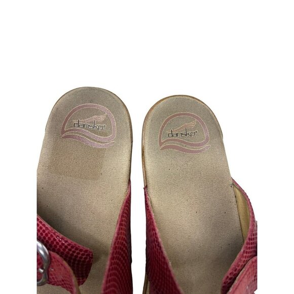 Dansko Women's Sophie Wedge Heel Leather Slip On Sandals Size EU 41 US 9.5 Red - Picture 3 of 8